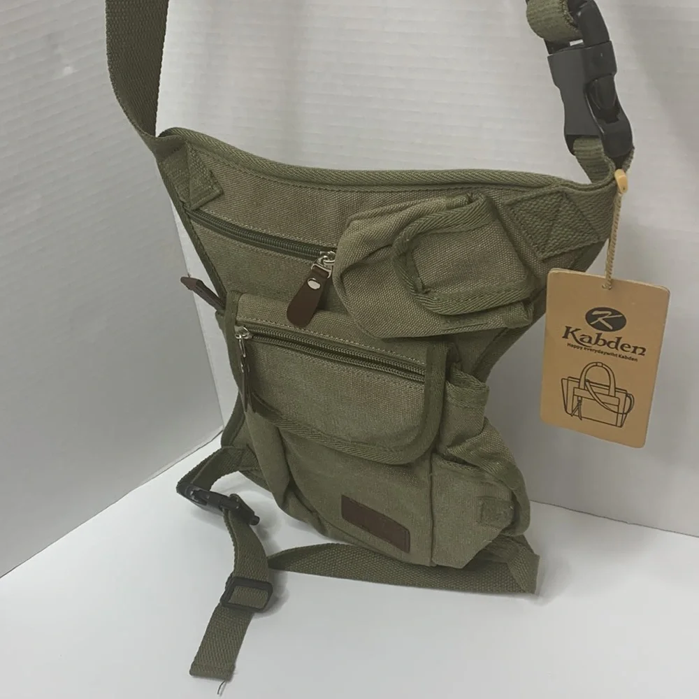 Kabden | Green Canvas Outdoor Tactical Fishing Waist Leg Bag | Military Travel - Picture 12 of 13